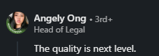 Angely Ong LinkedIn: the quality is next level